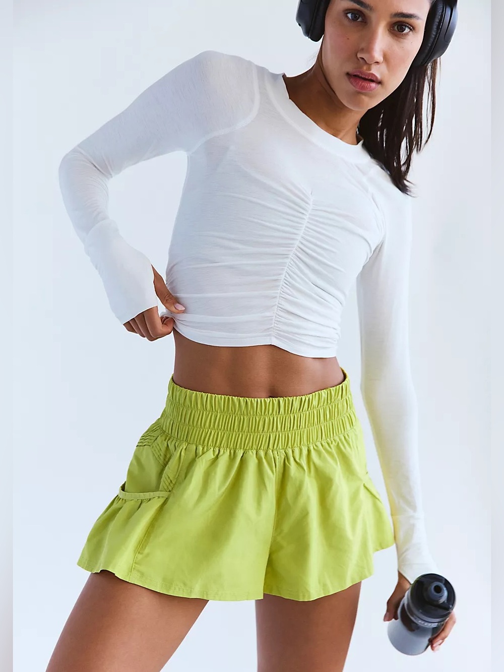 FP MOVEMENT Get Your Flirt On Shorts Honeydew Chartreuse - Picture 2 of 9